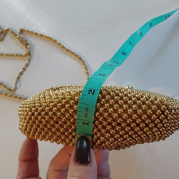 Emp Orr Elegant Gold Beaded Evening Bag Gold Chain Snap Lock Stunning! - Picture 8 of 8